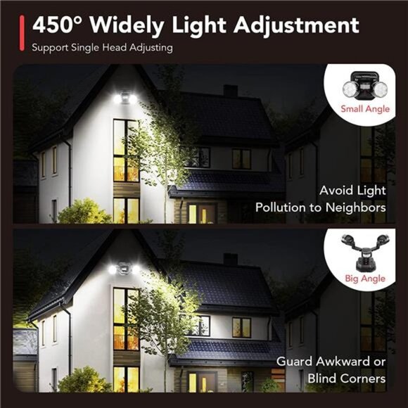 Led Flood Light Outdoor Motion Sensor, 450° Wide Adjustable 12W(150W Equiv) - Picture 2 of 6
